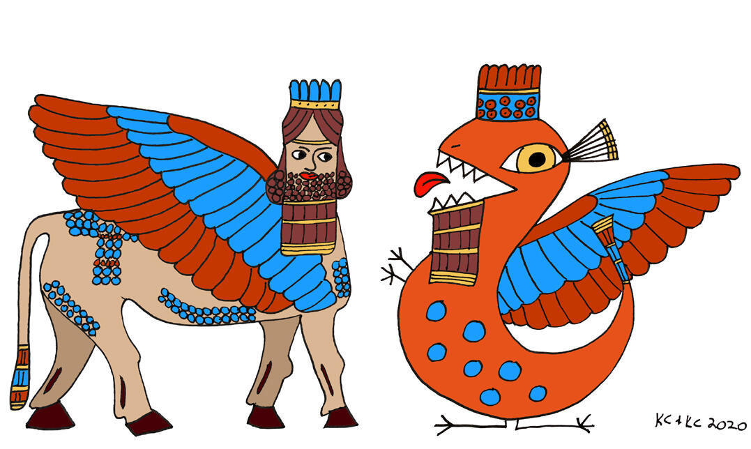Field note, July 26, 1918 "Ancient Assyrian Lamassu with T-Rocious from 1000 BCE discovered by team near Babylon." — Dr. Burk Tuzzard